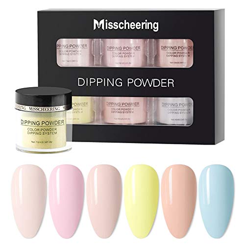 Polvo de Inmersión en Uñas Acrílicas,Anself Polvo de inmersión para uñas de 10 ml, juego de polvos con purpurina para decoración de uñas, 6 colores