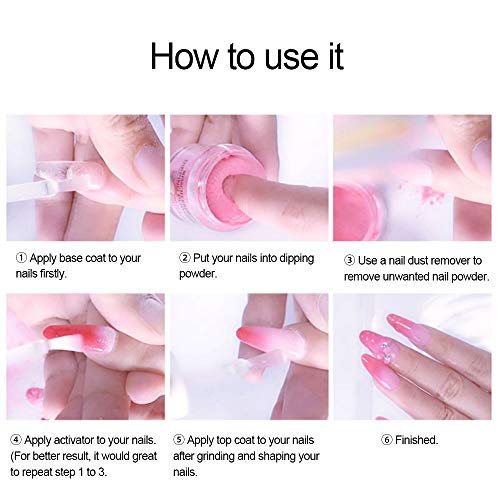 Polvo de Inmersión en Uñas Acrílicas,Anself Polvo de inmersión para uñas de 10 ml, juego de polvos con purpurina para decoración de uñas, 6 colores