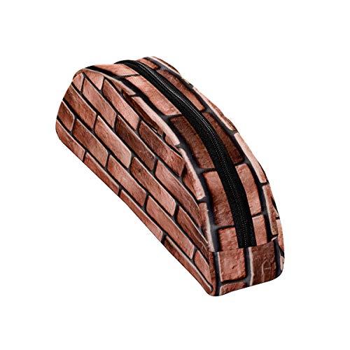 Portalápices semicirculares Estuche de papelería con cremallera, bolsa de maquillaje de viaje organizador de almacenamiento para regalos para niños y niñas, adolescentes, escuela, viejo ladrillo pared