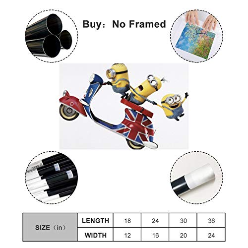Póster de Dragon Vines Despicable Me, Three Minions Riding A Bike Wall Art en lienzo para dormitorio 20 x 30 cm