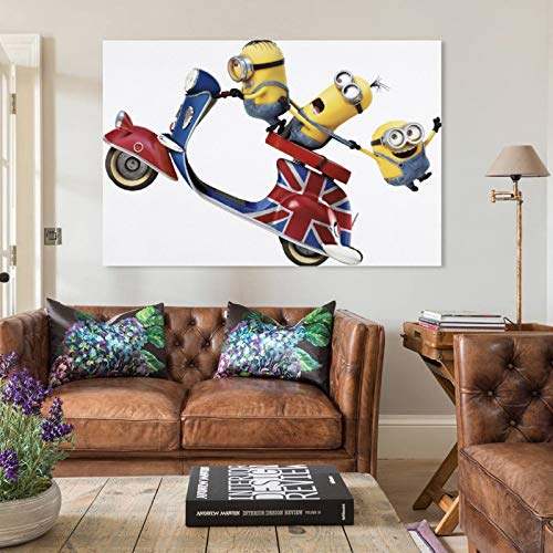 Póster de Dragon Vines Despicable Me, Three Minions Riding A Bike Wall Art en lienzo para dormitorio 20 x 30 cm