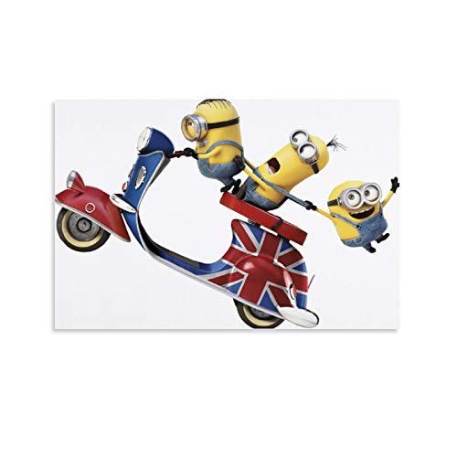 Póster de Dragon Vines Despicable Me, Three Minions Riding A Bike Wall Art en lienzo para dormitorio 20 x 30 cm