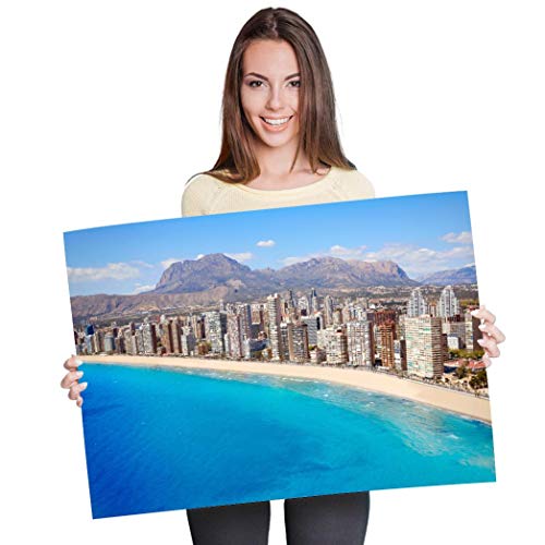Póster de vinilo de Destination A1 – Alicante Benidorm Coastline España, 90 x 60 cm, 180 g/m², papel fotográfico satinado brillante #15647