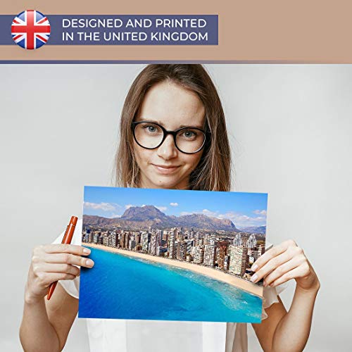 Póster de vinilo de destino A4 – Alicante Benidorm Coastline España Art Print 29,7 x 21 cm, 280 g/m², papel fotográfico satinado brillante #15647