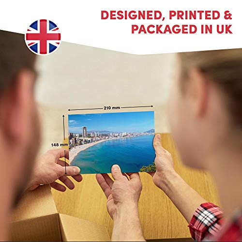 Póster de vinilo de destino A5 – Benidorm Summer Beach Spain Art Print 21 x 14,8 cm, 280 g/m², papel fotográfico satinado brillante #12488