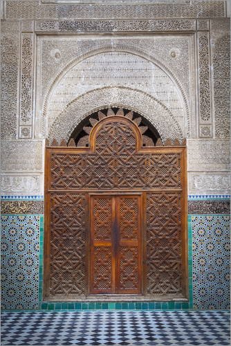 Posterlounge Cuadro de PVC 20 x 30 cm: Door of The Medersa BOU Inania, FES de Douglas Pearson/Robert Harding