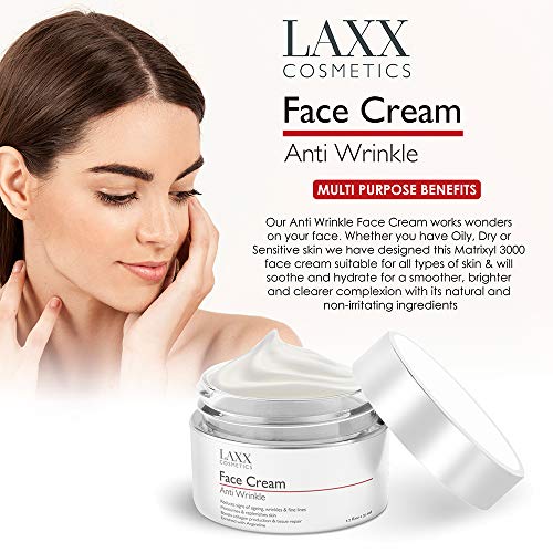 Potente crema facial antiedad con Matrixyl 3000 – reduce los signos de envejecimiento, líneas finas y arrugas, hidrata y repone la piel – crema antiarrugas, vitamina C – ácido hialurónico