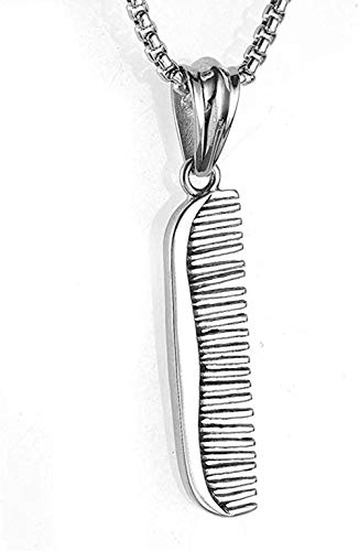 PPQKKYD Collar Collar Exquisito Damas Collar de Hombres Peluquero Collar de Acero Inoxidable Moderno Peine Popular t