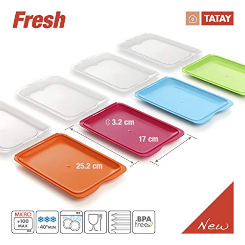 PracticDomus Lote de 2 Porta Embutidos y Alimentos Sistema Fresh, Conservación Optima de Lonchas en Nevera, Color Coral, Medidas 17 x 3.2 x 25.2 cm