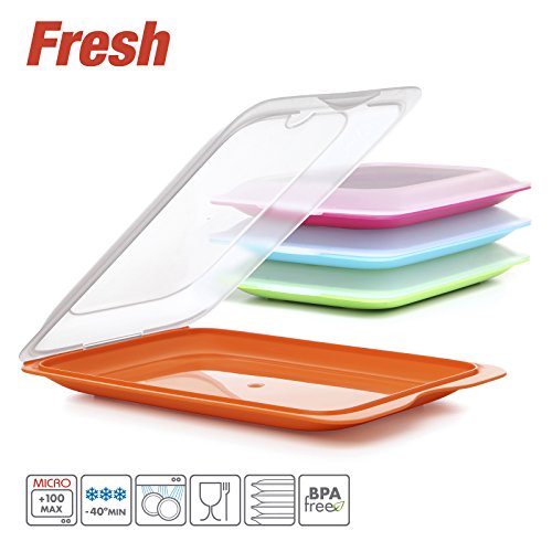 PracticFood - Lote de 3 Porta Embutidos y Alimentos Sistema FRESH, Conservación Optima de Lonchas en Nevera, Color Rosa, Medidas 17 x 3.2 x 25.2 cm