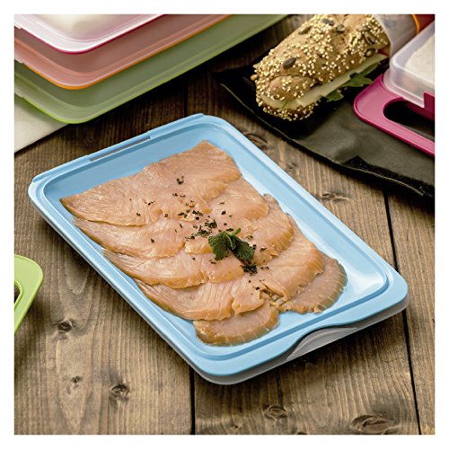 PracticFood - Lote de 3 Porta Embutidos y Alimentos Sistema FRESH, Conservación Optima de Lonchas en Nevera, Color Rosa, Medidas 17 x 3.2 x 25.2 cm