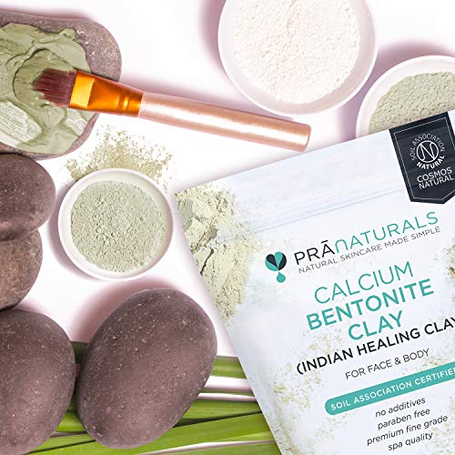 PraNaturals Máscara de arcilla bentonita de 1 kg, limpieza profunda natural de poros Montmorillonite, calcio activo, máscara de arcilla pura, 100% orgánico antienvejecimiento y curación facial
