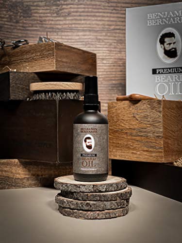Premium Beard Oil by Benjamin Bernard - Male Grooming Blend with Essential Oils, Vitamin E - Natural Hydrating Treatment - Facial Hair Shaping Serum and Softener for Men - Tobacco Vanille - 100ml