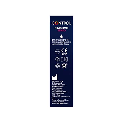 Preservativos Control Finissimo Senso - Caja de condones muy finos, gama sensibilidad, lubricados, ajuste perfecto, sexo seguro, 6 unidades