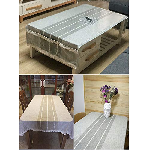 pridesong algodón y Lino Gris Mantel Bordado Mantel Mantel Rectangular Mantel Gris Claro Borla 55 * 79 Pulgadas