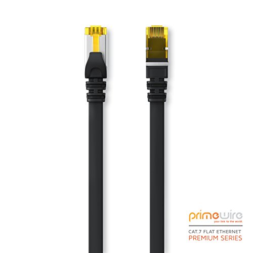 Primewire 2m Cable de Red Cat.7 Plano - Cable Ethernet -Gigabit LAN 10000 Mbit s -Cable de Conexión - Cable Plano- Cable de Instalación - Cable Cat 7 Apantallamiento U FTP PiMF con Conector RJ45