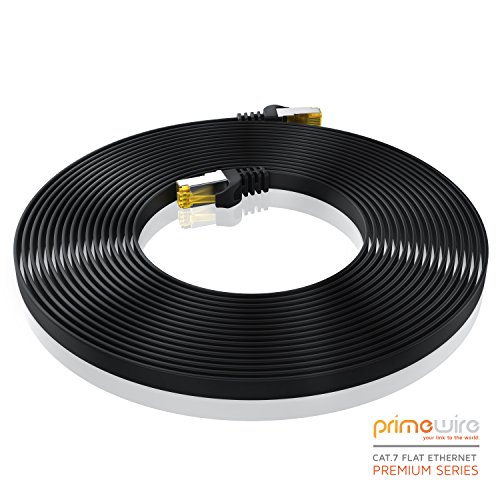 Primewire 2m Cable de Red Cat.7 Plano - Cable Ethernet -Gigabit LAN 10000 Mbit s -Cable de Conexión - Cable Plano- Cable de Instalación - Cable Cat 7 Apantallamiento U FTP PiMF con Conector RJ45