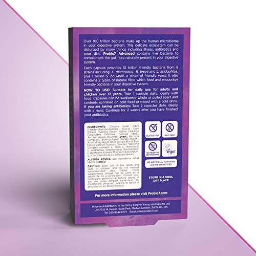 Probio7 Advanced | 9 Cepas Vivas De Bacterias Beneficiosas | Cada Cápsula Proporciona 10 Billones De Bacterias Beneficiosas & 2 Tipos de Fibra Prebiótica | Suplemento De Salud Digestiva