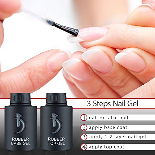 Professional Rubber Top & Base Gel Set By Kodi | 35ml | Soak Off, Polish Fingernails Coat Kit | For Long Lasting Nails Layer | Easy To Use, Non-Toxic & Scentless | Cure Under LED Or UV Lamp