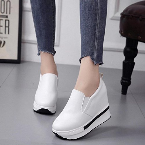 ¡Promoción grande! ¡Liquidación de Covermason! Zapatos planos de las mujeres Zapatos planos sólidos del dedo del pie redondo(38 EU, Blanco)