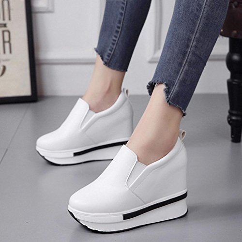 ¡Promoción grande! ¡Liquidación de Covermason! Zapatos planos de las mujeres Zapatos planos sólidos del dedo del pie redondo(38 EU, Blanco)