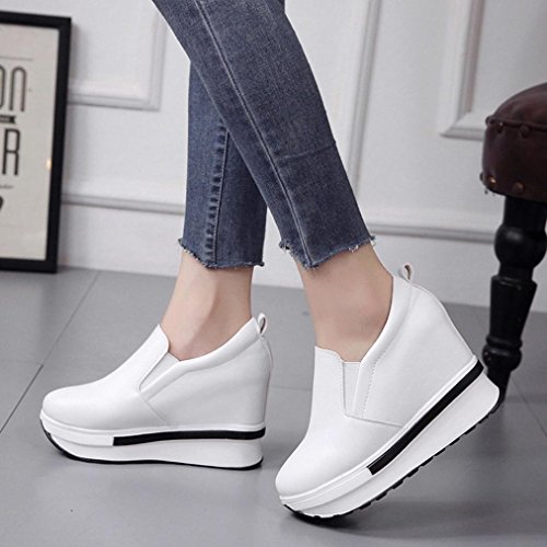 ¡Promoción grande! ¡Liquidación de Covermason! Zapatos planos de las mujeres Zapatos planos sólidos del dedo del pie redondo(38 EU, Blanco)