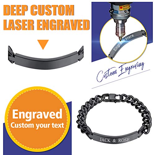 PROSTEEL Placa de Brazalete grabada Placa Militar Acero Inoxidable, Pulsera de Hombre Personalizado Brazaletes Dobles de Ejercito