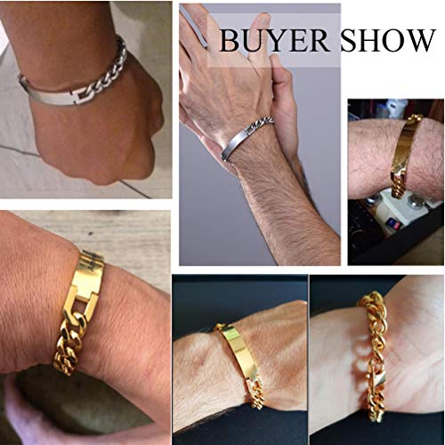 PROSTEEL Placa de Brazalete grabada Placa Militar Acero Inoxidable, Pulsera de Hombre Personalizado Brazaletes Dobles de Ejercito