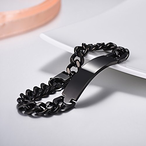 PROSTEEL Placa de Brazalete grabada Placa Militar Acero Inoxidable, Pulsera de Hombre Personalizado Brazaletes Dobles de Ejercito