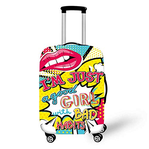 Protector de Maleta/Maleta de Viaje Funda Anti-Polvo Elástico Utilizado para Maletas de 18-32 Pulgadas.Labios y Huellas labiales [S] 18-20 Pulgadas Kiss