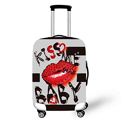 Protector de Maleta/Maleta de Viaje Funda Anti-Polvo Elástico Utilizado para Maletas de 18-32 Pulgadas.Labios y Huellas labiales [S] 18-20 Pulgadas Kiss