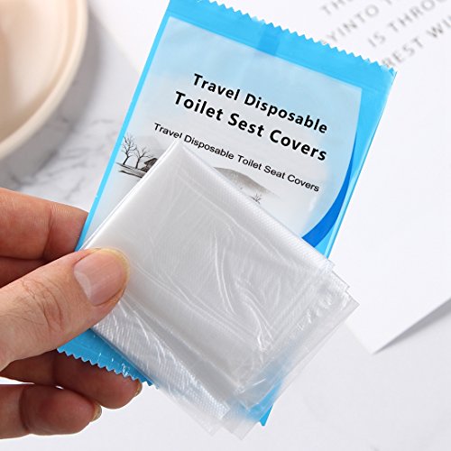 Protector WC Desechable Impermeable, HTBAKOI Protector Water Desechables Papel Cubre Inodoro 60 PCS Paquete Individual Material Antibacteriano Talla Universal Funda Desechable wc para Baño