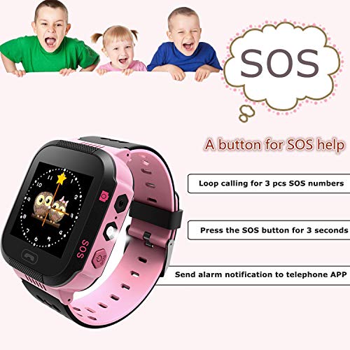PTHTECHUS Smartwatch para Niños - Reloj de niños Cámara con Pantalla táctil Llamada con 2 Voces Chat de Voz SOS Reloj Despertador Linterna Juego Reloj de Pulsera para niños al Aire Libre