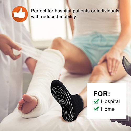 Pudiman - Calcetines antideslizantes para yoga, pilates, barra, hospital (3 pares (negro+gris+azul)