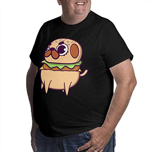 Pug Burger Men Short Sleeve tee Sports T Shirt Plus Size(3X-Large,Black)