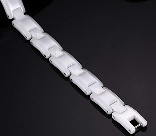 Pulsera de cerámica negra de piedra blanca, estilo japonés y coreano, simple, magnética, moda para hombres y mujeres, joyería de personalidad creativa