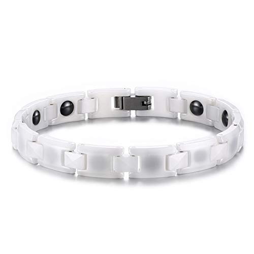 Pulsera de cerámica negra de piedra blanca, estilo japonés y coreano, simple, magnética, moda para hombres y mujeres, joyería de personalidad creativa