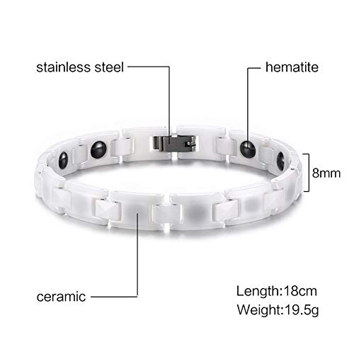 Pulsera de cerámica negra de piedra blanca, estilo japonés y coreano, simple, magnética, moda para hombres y mujeres, joyería de personalidad creativa