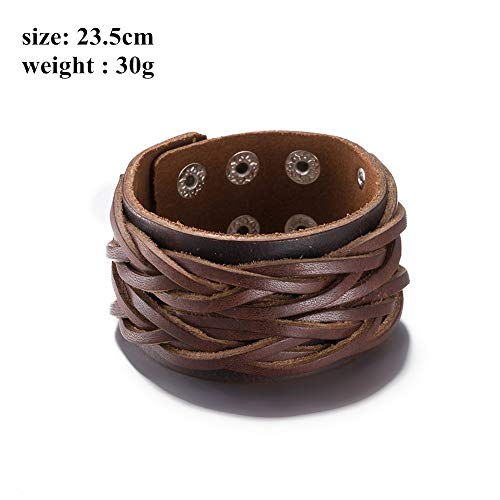 Pulsera De Cuero Para Hombre, Declaración Punk Pulsera De Puño Masculino Bangle Biker Leather Charm Bracelet Para Hombres Moda Mujer Joyería Accesorios Pulsera Festival Par Don Amistad Marrón Cla