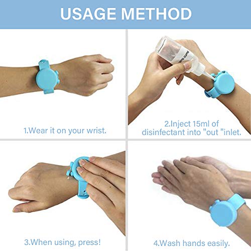 Pulsera de silicona desinfectante de mano recargable para viajes, gel desinfectante para niños, gel de lavado de manos portátil, dispensador de desinfección, bombas...