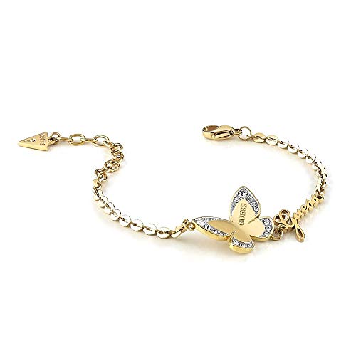 Pulsera Guess Love Butterfly acero inoxidable quirúrgico logo chapada oro UBB78050-S [AC1120]