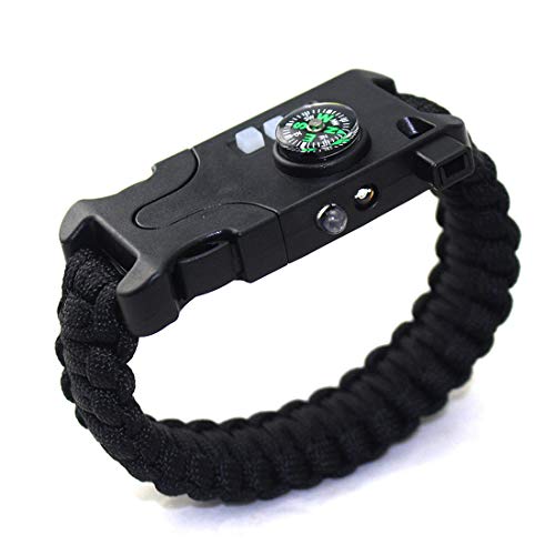 Pulsera Supervivencia De Emergencia Al Aire Libre Láser Infrarrojo SOS Recargable Trenzada LED Linterna Silbido Brújula Pulsera De Rescate