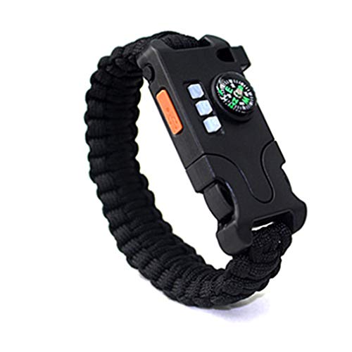 Pulsera Supervivencia De Emergencia Al Aire Libre Láser Infrarrojo SOS Recargable Trenzada LED Linterna Silbido Brújula Pulsera De Rescate