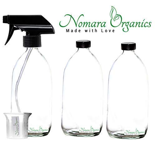 Pulverizadore Pulverizadore Nomara Organics® Pulverizadores Botellas de vidrio transparente 3 x 500 ml. Negro/ Recargable/Riego /Limpieza ...