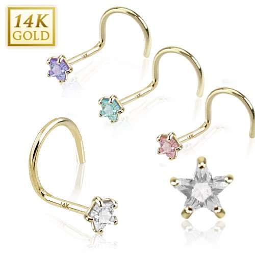 PunkJewelry Piercing Lipspiercing Stud Espiral Estrella Oro (14k) - Lila, Morado