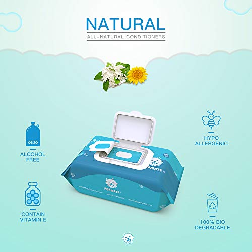 PUPMATE Toallitas de Cuidado para Mascotas, 200 Extra Húmedas y Gruesas, desodorizantes e hipoalergénicas, toallitas para Perros y Gatos