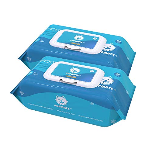 PUPMATE Toallitas de Cuidado para Mascotas, 200 Extra Húmedas y Gruesas, desodorizantes e hipoalergénicas, toallitas para Perros y Gatos