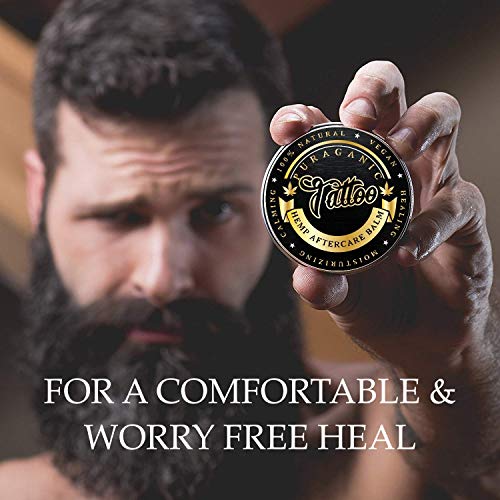 Puraganic Hemp Tattoo Aftercare Balm Crema Calmante Post Tatuaje de Cáñamo | 100% Natural sin Parabenos, ni Petrolatos - Antibacterial, Anti Cracking, Antiinflamatorio, Revitalizante. LATA GRANDE 60ml