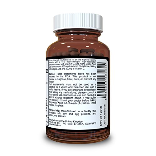 Pureclinica Glutatión 1,000 mg x 60 Comprimidos. Con Glutathione 500mg, Ácido Alfa Lipoico 300mg y 200mg de Vitamina C por Comprimido. SKU: GLU3