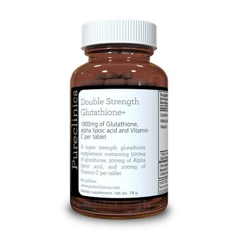 Pureclinica Glutatión 1,000 mg x 60 Comprimidos. Con Glutathione 500mg, Ácido Alfa Lipoico 300mg y 200mg de Vitamina C por Comprimido. SKU: GLU3